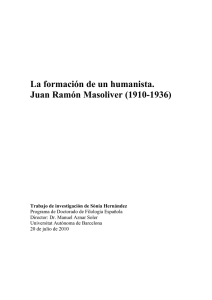 La formación de un humanista. Juan Ramón Masoliver