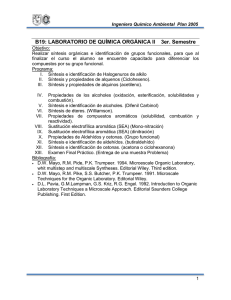 B19: LABORATORIO DE QUÍMICA ORGÁNICA II 3er. Semestre