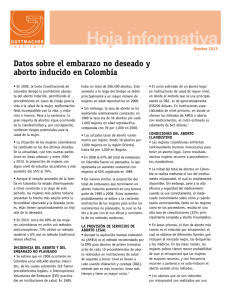 Datos sobre el embarazo no deseado y aborto inducido en Colombia