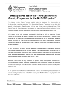 Tomada put into action the “Third Decent Work Country Programme