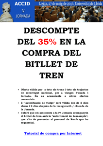 DESCOMPTE DEL 35% EN LA COMPRA DEL BITLLET DE TREN
