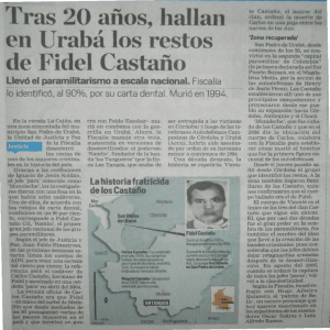 Tras 20 años, hallan en Urabá los restos de Fidel Castaño
