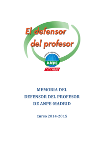 Memoria del Defensor del Profesor de ANPE-Madrid curso 2014-2015