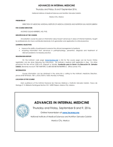 advances in internal medicine - Instituto Nacional de Ciencias
