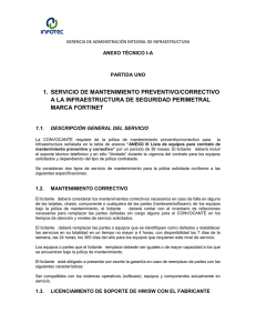 1. SERVICIO DE MANTENIMIENTO PREVENTIVO/CORRECTIVO A