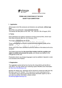 TERMS AND CONDITIONS OF THE 2016 SHORT FILM