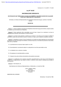 Ley Nº 16.021 NACIONALIDAD URUGUAYA