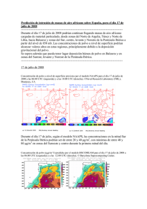 Predicción de intrusión de masas de aire africano sobre