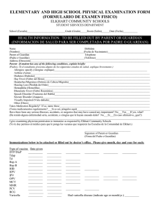elementary and high school physical examination form
