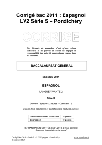 Corrigé officiel complet du bac S Espagnol LV2 2011