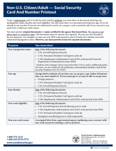 Non-US Citizen/Adult — Social Security Card And Number