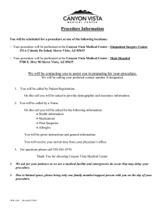 Procedure Information - Canyon Vista Medical Center