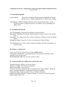 Reading list for medieval Spanish literature