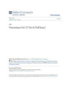 Vincentiana Vol. 27, No. 6 [Full Issue] - Via Sapientiae