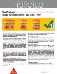 Noticia - Sika recibe certificación