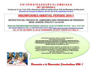 Bienvenidos a la Universidad Surcolombiana 2016-1