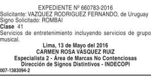 EXPEDIENTE Nº 660783-2016 Solicitante: VAZQUEZ RODRIGUEZ