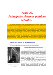 Tema 29. Principales sistemas políticos actuales.