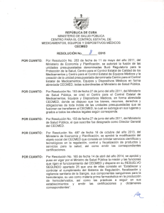 Resolución CECMED No. 8/2015