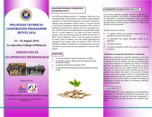 MALAYSIAN TECHNICAL COOPERATION PROGRAMME (MTCP