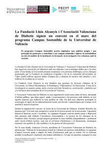 La Fundació Lluís Alcanyís i l`Associació Valenciana de Diabetis