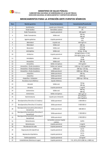 Lista medicamentos eventos sismicos MSP