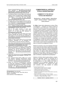 COMENTARIOS AL ARTíCULO - Revista Peruana de Medicina