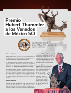 Premio Hubert Thummler a los Venados de México SCI