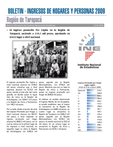 El Ingreso promedio Per Cápita en la Región de Tarapacá