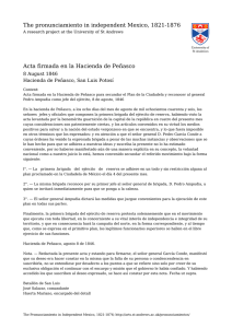 Acta firmada en la Hacienda de PeÃ±asco