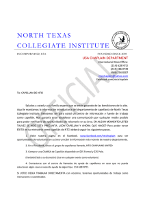 Carta Bienvenid a capellanes - North Texas Collegiate Institute