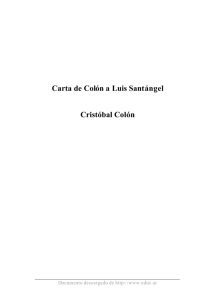Carta de Colón a Luis Santángel Cristóbal Colón