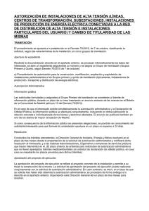 AUTORIZACIÓN DE INSTALACIONES DE ALTA TENSIÓN (LÍNEAS