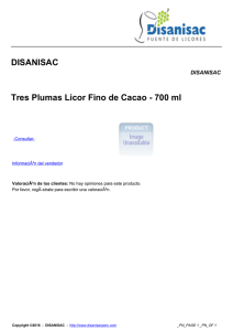 DISANISAC Tres Plumas Licor Fino de Cacao