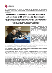 Montserrat recuerda al cardenal Anselm M. Albareda en el 50