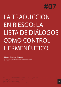 la traducción en riesgo: la lista de diálogos como control