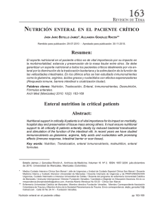 Resumen: Enteral nutrition in critical patients Abstract: