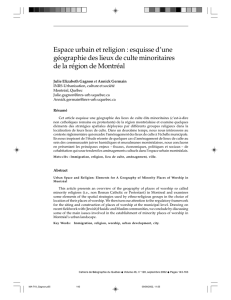 Espace urbain et religion - Cahiers de géographie du Québec