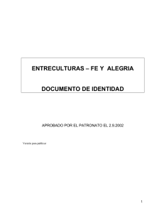 ENTRECULTURAS – FE Y ALEGRIA DOCUMENTO DE IDENTIDAD