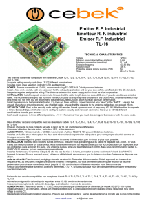 Emitter RF Industrial Emetteur RF industriel Emisor RF Industrial TL-16