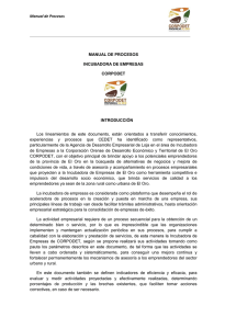 Manual de Procesos MANUAL DE PROCESOS INCUBADORA DE