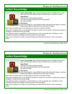 Letter Knowledge Letter Knowledge