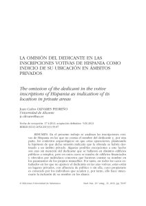 La omisión del dedicante en las inscripciones votivas de Hispania