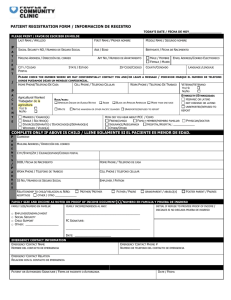 patient registration form / informacion de registro p / p complete only