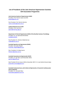 List of Presidents of the Latin American Hypertension Societies ESH