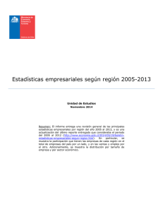 Estadísticas empresariales según región 2005-2013