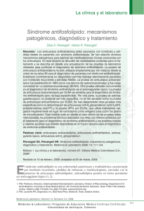 Síndrome antifosfolípido: mecanismos patogénicos, diagnóstico y