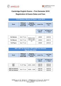 Cambridge English Exams – First Semester 2016 Registration