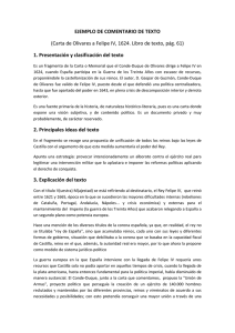 EJEMPLO DE COMENTARIO DE TEXTO (Carta de Olivares a Felipe