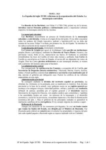 Hª de España. Siglo XVIII: Reformas en la organización del Estado